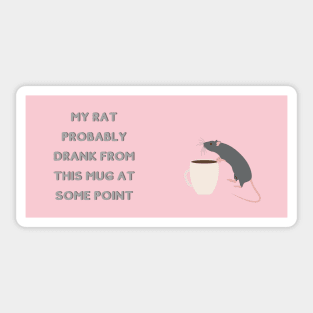 Rat drinking from mug pink Sticker